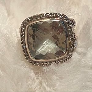 AUTHENTIC 14mm DAVID YURMAN PRASIOLITE with DIAMONDS.